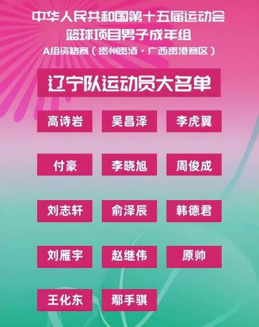 辽宁官宣全运会14人名单，韩德君领衔，周琦转投四川郭艾伦缺席！
