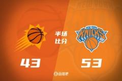 半场战报：布克20分、唐斯15+8，太阳43-53落后尼克斯10分