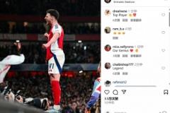 赖斯社媒晒庆祝进球照：两记无解任意球+全场最佳